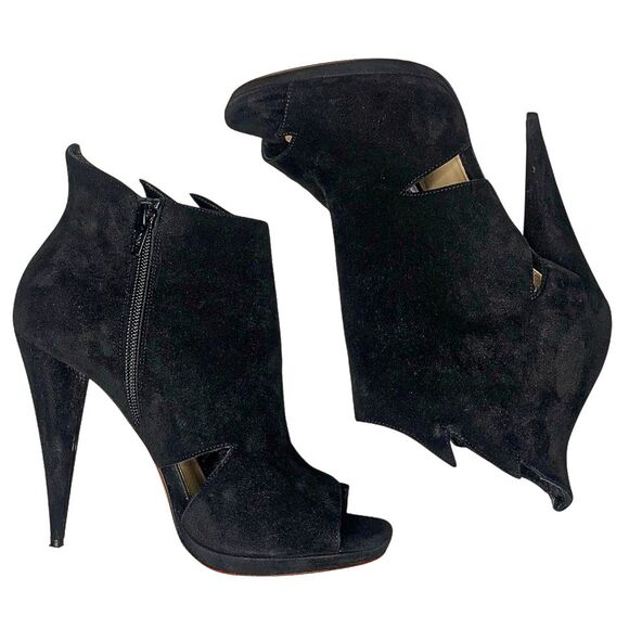 Christian Louboutin Belfeconica Suede 120mm Heeled Bootie Black EU 39 US 9 - Picture 4 of 11